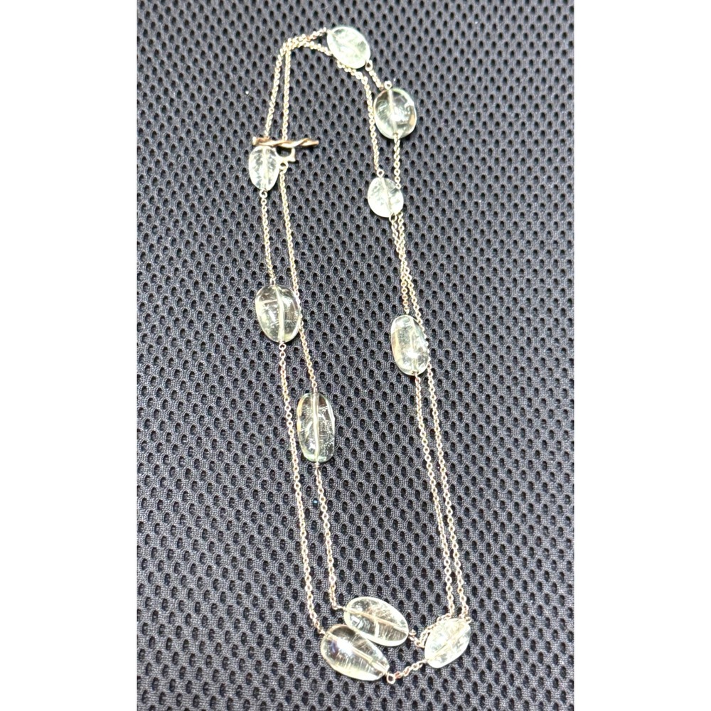 Dean Harris Sterling Silver Prasiolite Green Amethyst Station Toggle Necklace